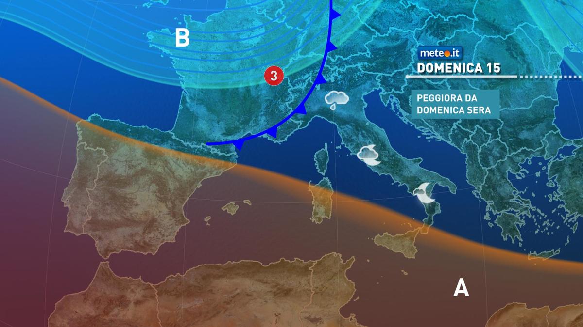 Meteo, dalla sera di domenica 15 novembre torna il rischio pioggia