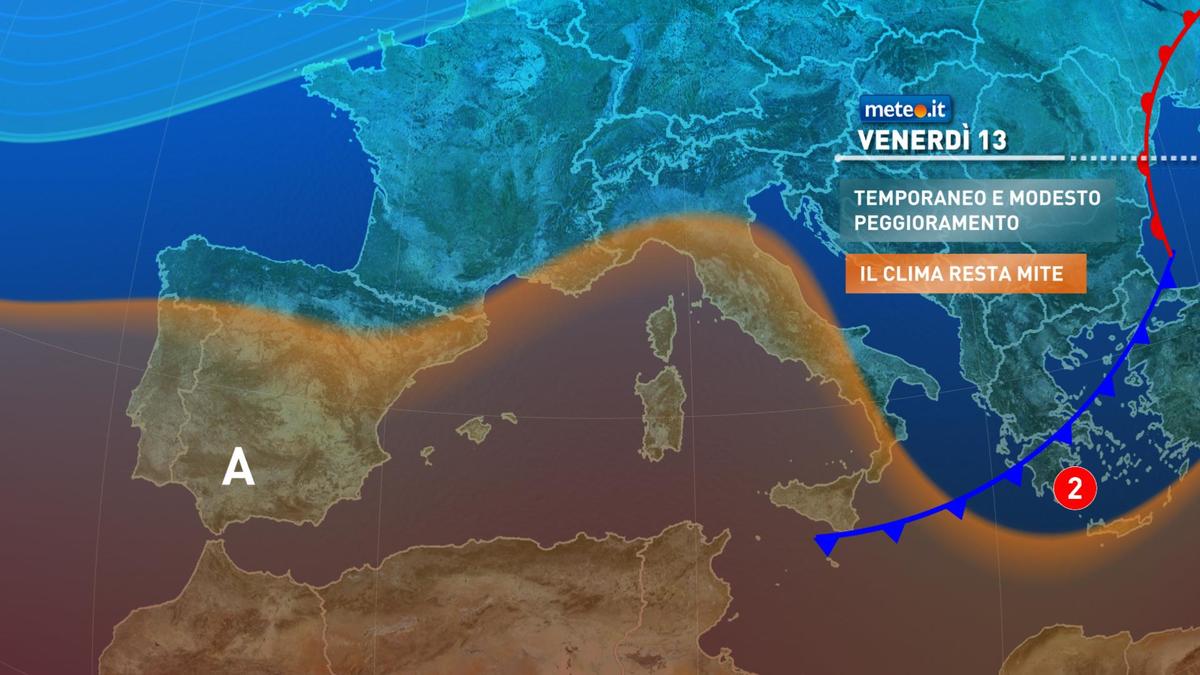 Meteo, venerdì 13 novembre qualche pioggia sulle regioni tirreniche