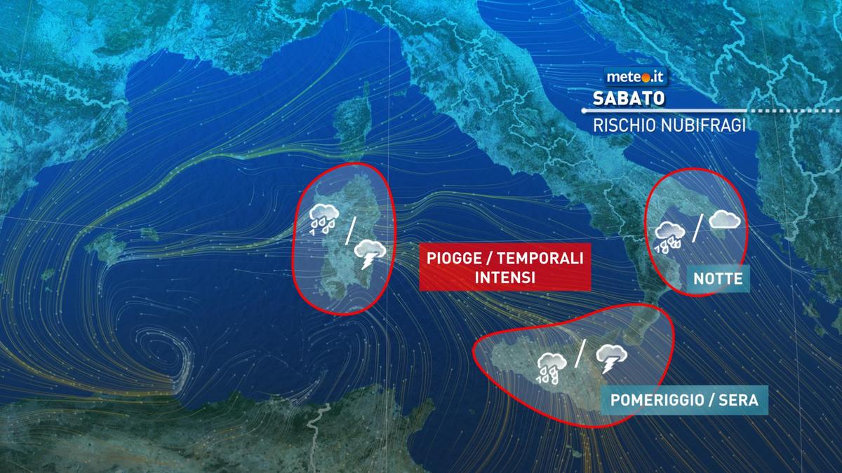 Meteo, sabato 28 novembre intensa ondata di maltempo