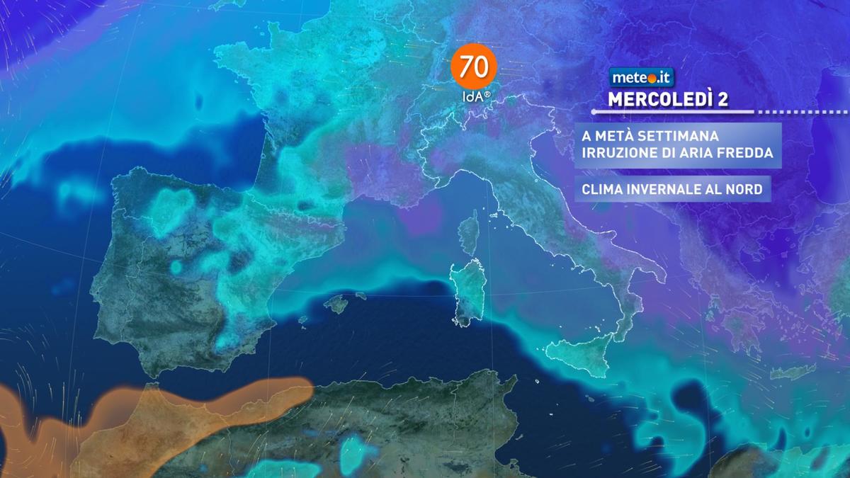 Meteo, da mercoledì 2 dicembre freddo in aumento e rischio neve