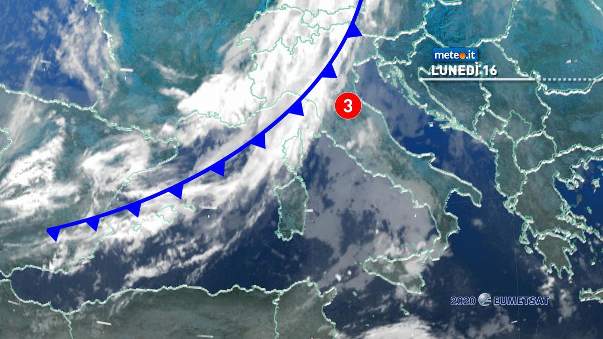 Meteo, lunedì 16 novembre con maltempo in molte regioni