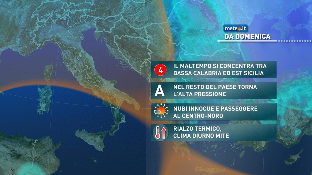 Meteo, sabato 21 novembre ancora maltempo al Sud