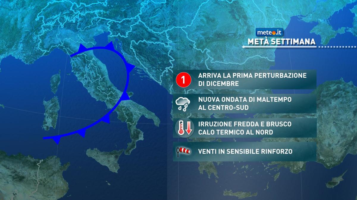 Meteo, mercoledì 2 dicembre l'inverno alzerà la voce