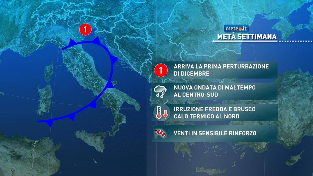 Meteo, da mercoledì 2 dicembre aria molto fredda, maltempo e neve