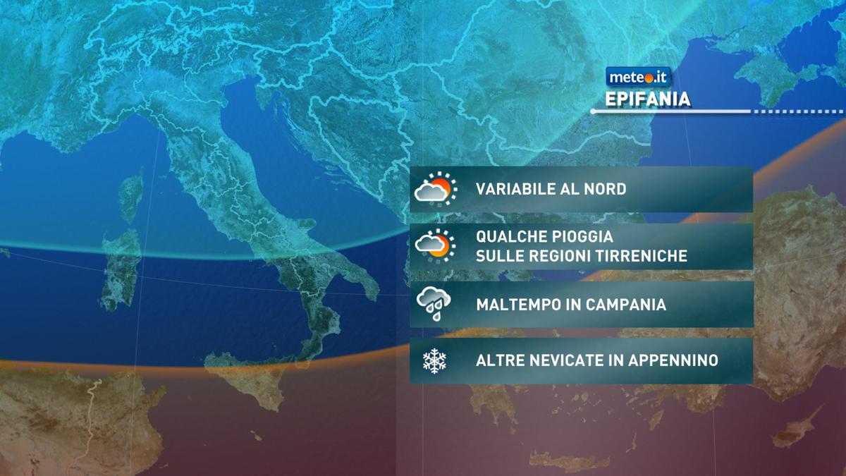 Meteo Epifania, tempo ancora instabile soprattutto al Centro-Sud