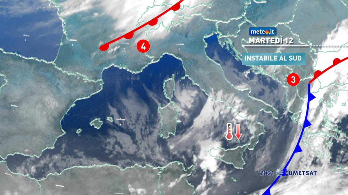 Meteo, martedì 12 gennaio freddo intenso e qualche precipitazione al Sud