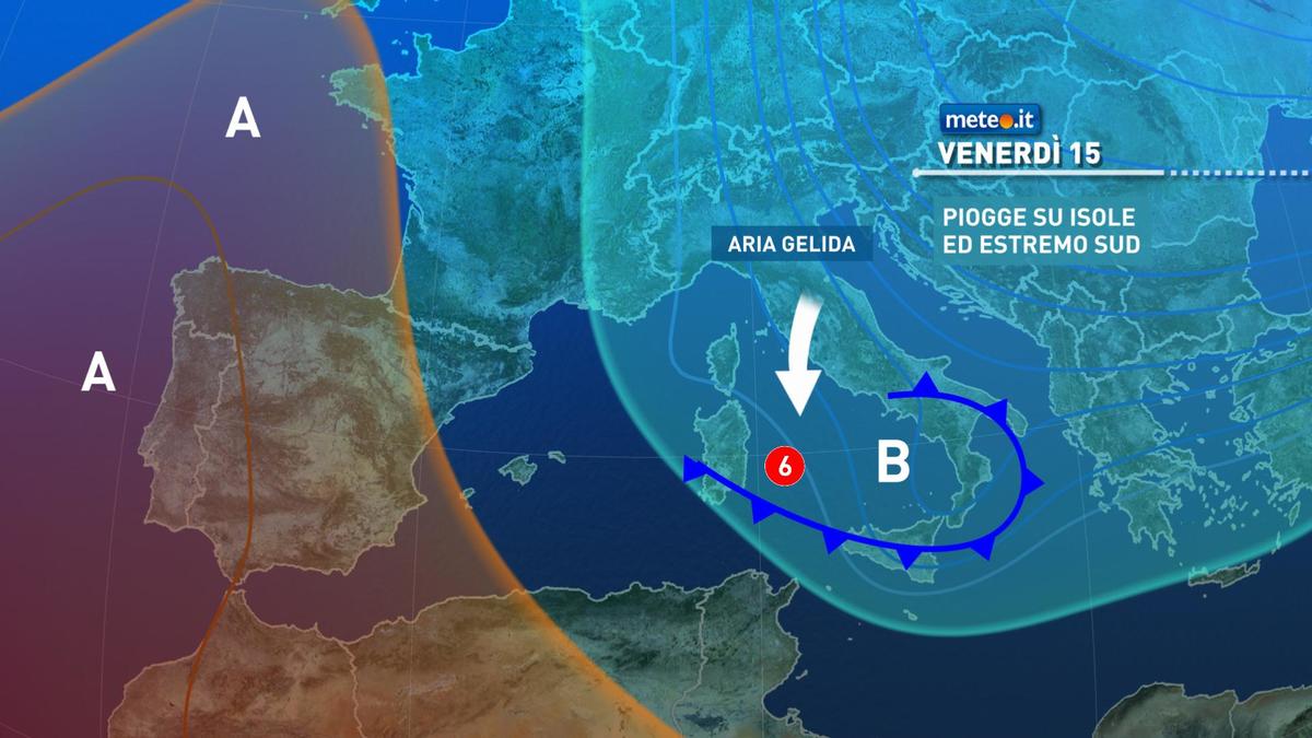 Meteo, venerdì 15 gennaio gelide correnti verso l'Italia