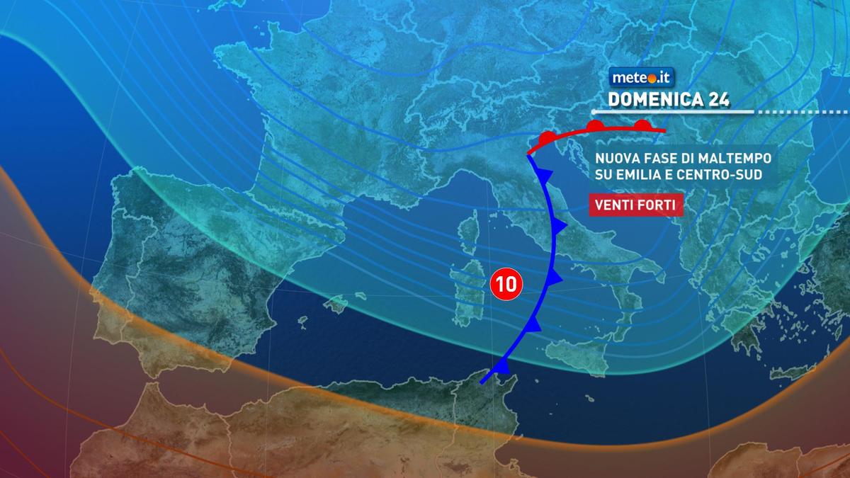 Meteo, domenica 24 gennaio rischio di forte maltempo