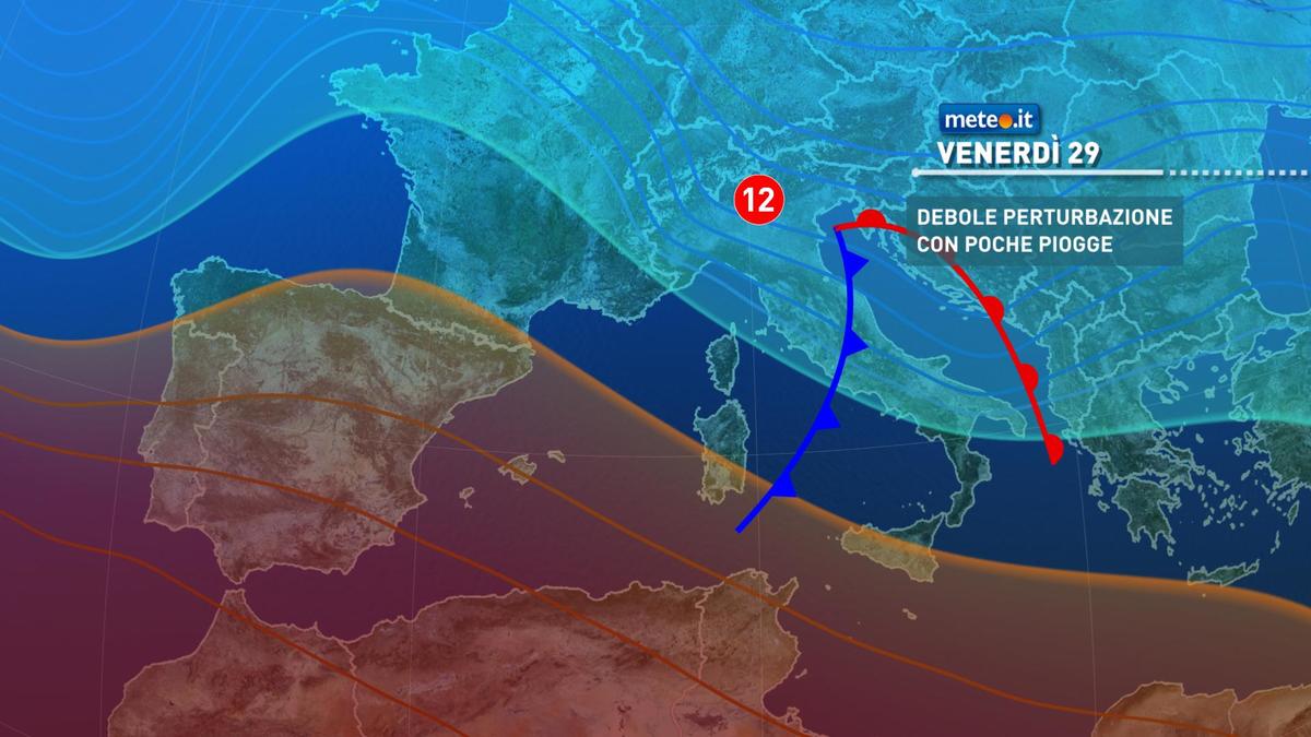 Meteo, venerdì 29 gennaio debole perturbazione in transito