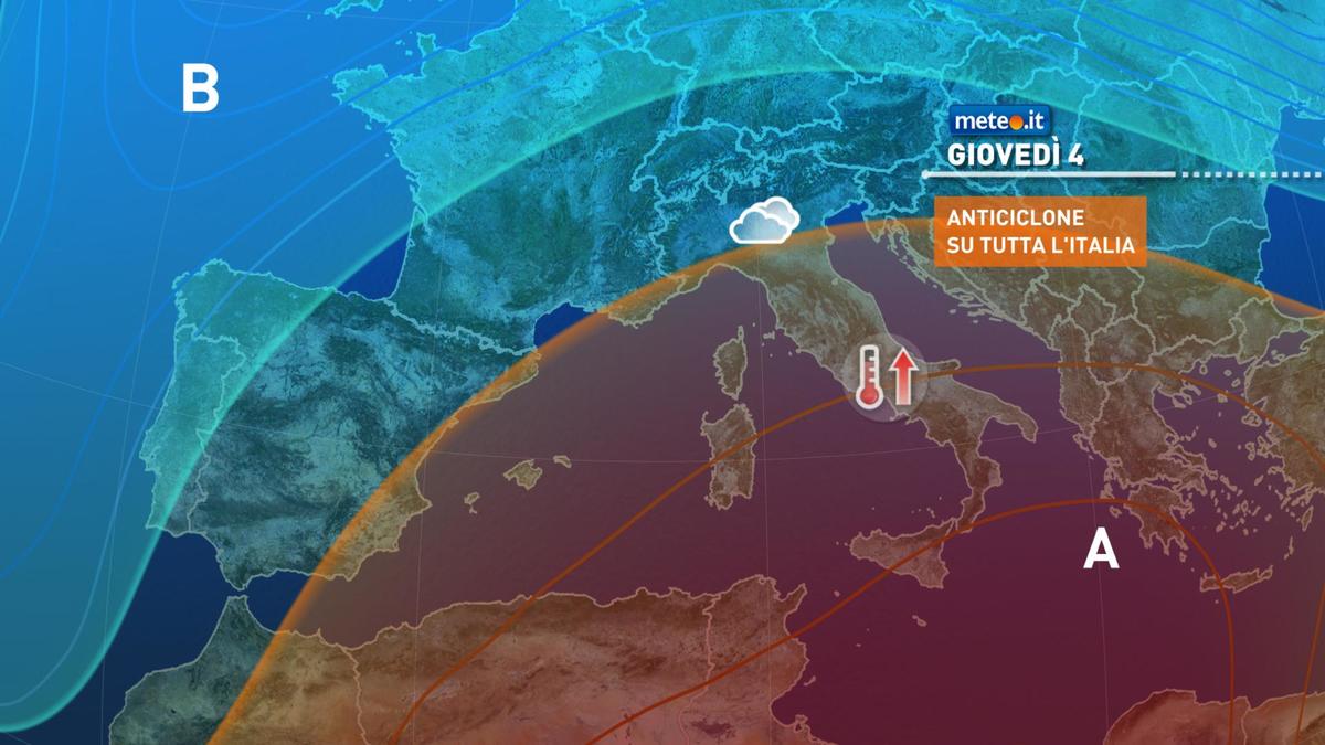 Meteo, giovedì 4 febbraio alta pressione africana in azione