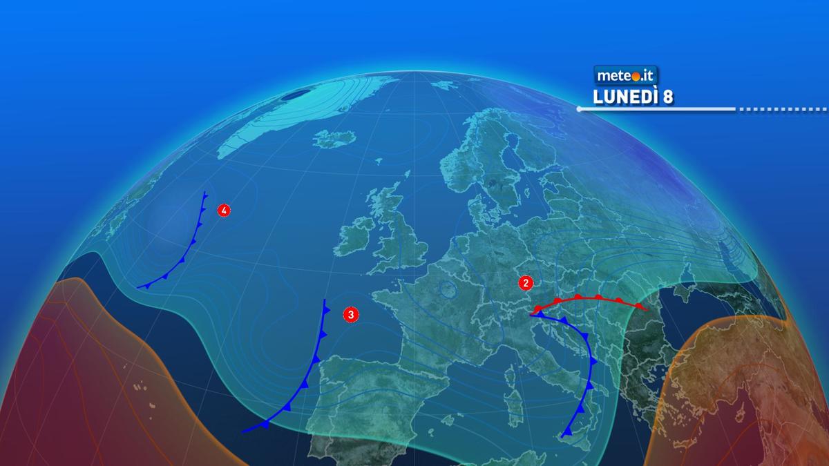 Meteo, lunedì 8 febbraio la perturbazione n.2 tenderà ad allontanarsi