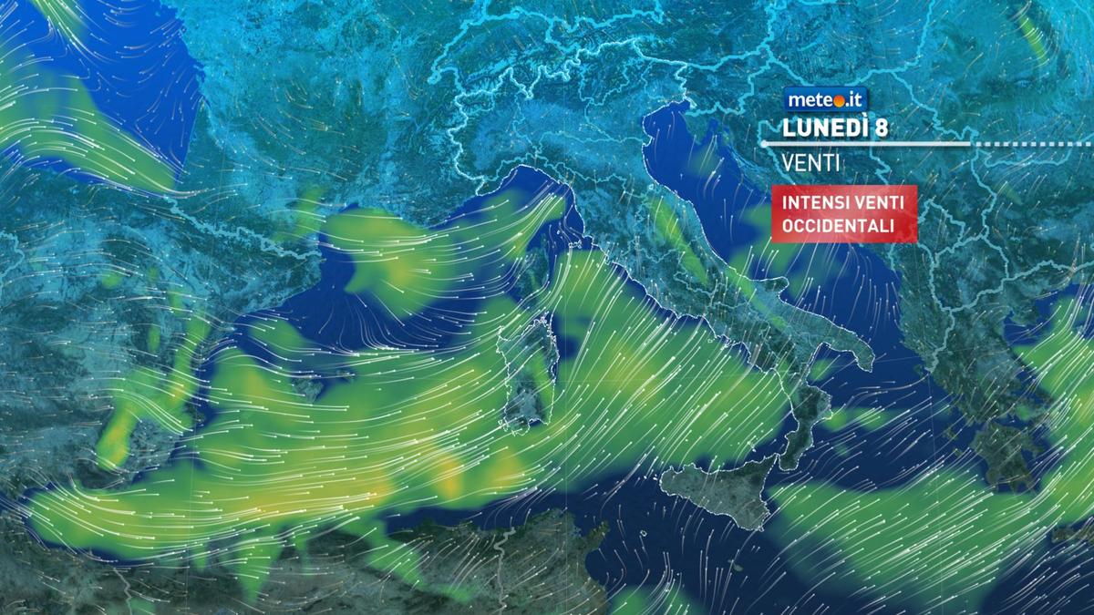 Meteo, 8 febbraio con pioggia in molte regioni e venti di burrasca