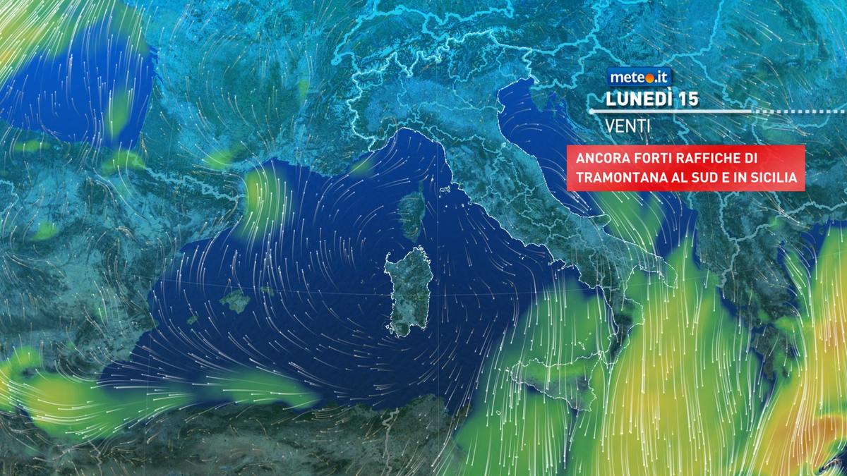 Meteo, lunedì 15 febbraio clima gelido con debole neve al Sud