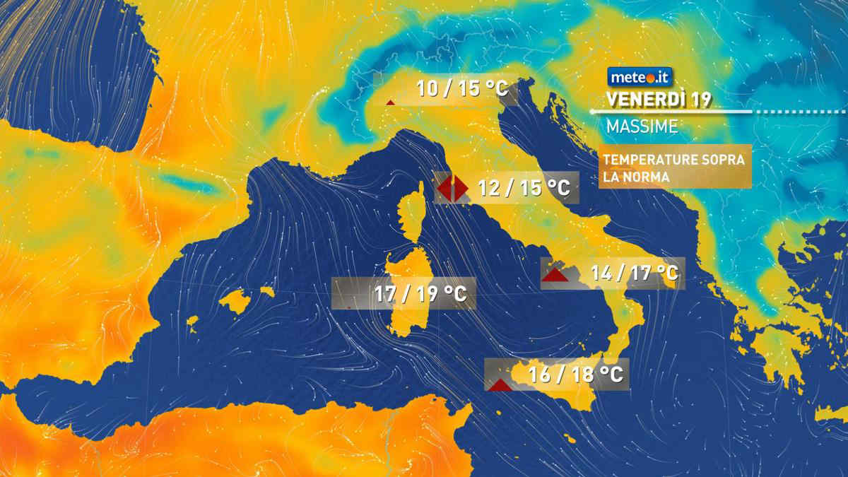 Meteo, da venerdì 19 febbraio temperature sopra le medie