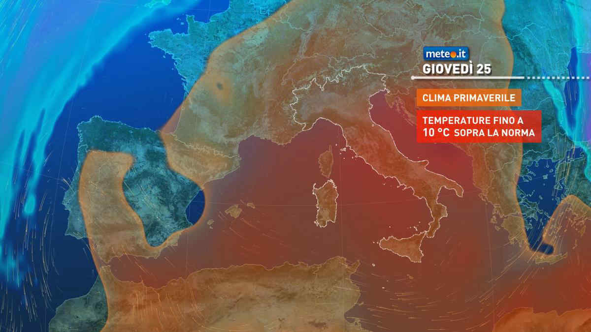 Meteo, da mercoledì 24 febbraio anomalia termica positiva particolarmente marcata