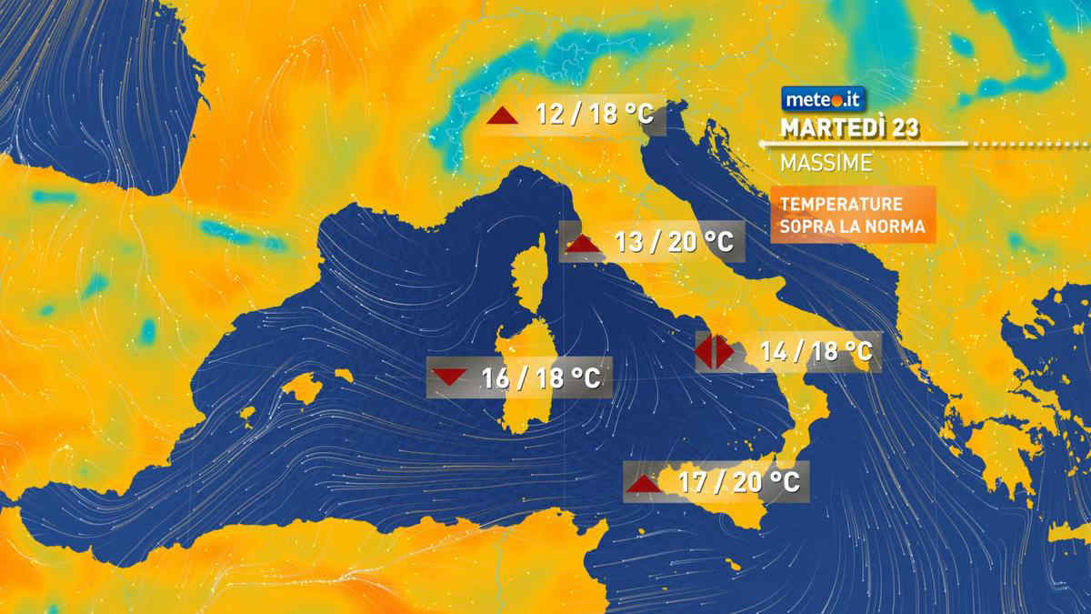 Meteo, martedì 23 febbraio temperature primaverili sull'Italia