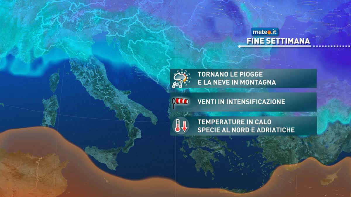 Meteo, nel weekend del 6-7 marzo tornano piogge e neve