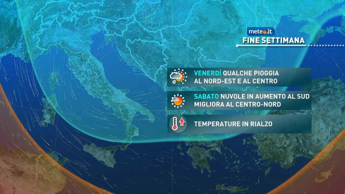 Meteo, venerdì 12 marzo qualche pioggia al Centro-nord