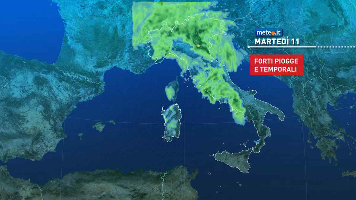 Meteo, 11 maggio con rischio di forti piogge e temporali