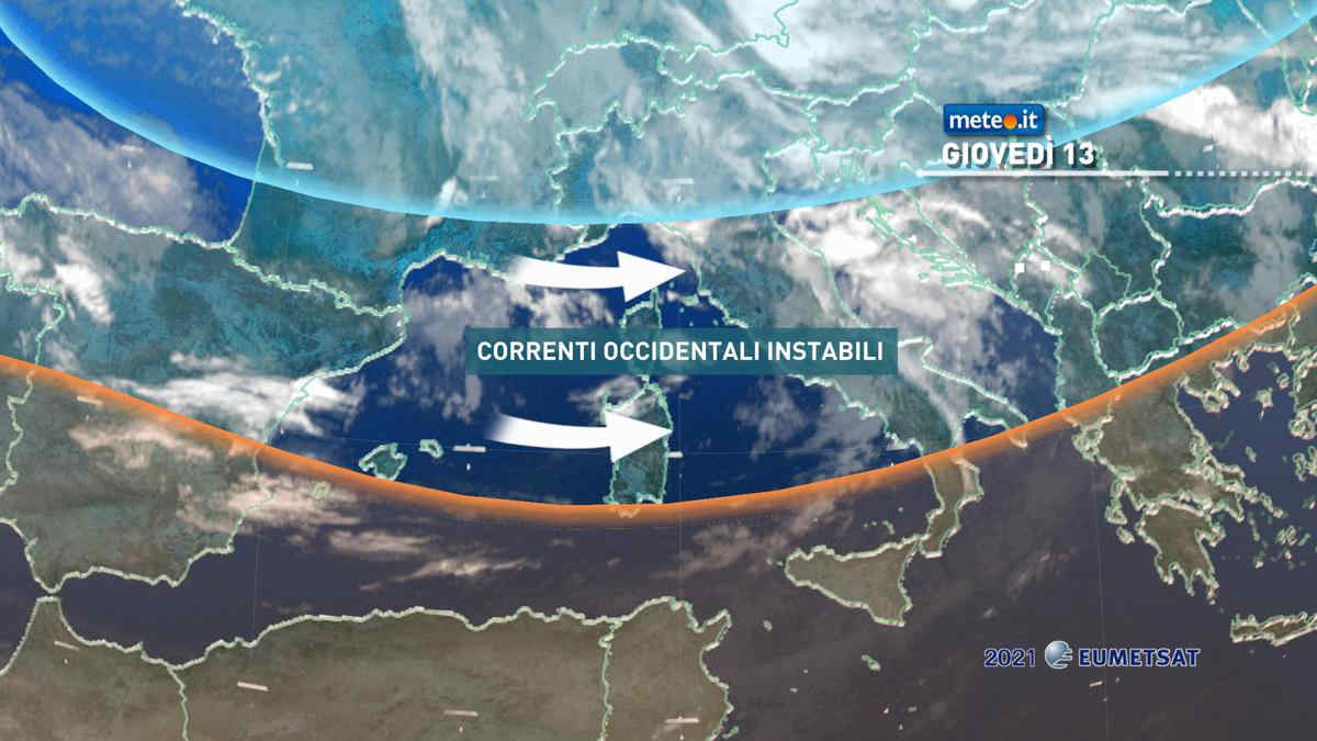 Meteo, giovedì 13 maggio tempo instabile e temperature nella norma