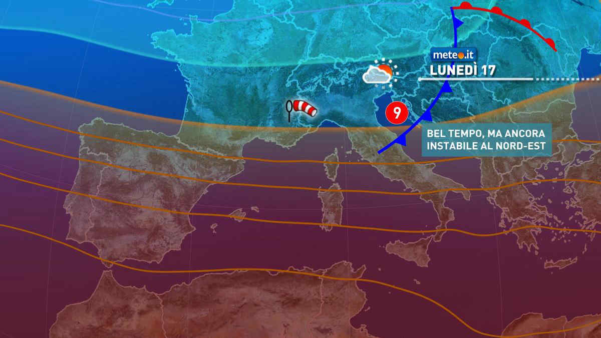 Meteo, 17 maggio instabile al Nordest e caldo al Sud