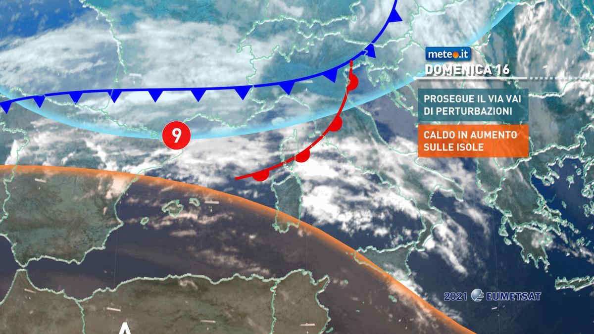 Meteo, 16 maggio con perturbazione al Centro-nord e caldo sulle Isole