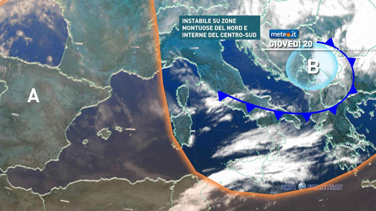 Meteo, giovedì 20 maggio con qualche breve fase instabile, in particolare sulle zone montuose