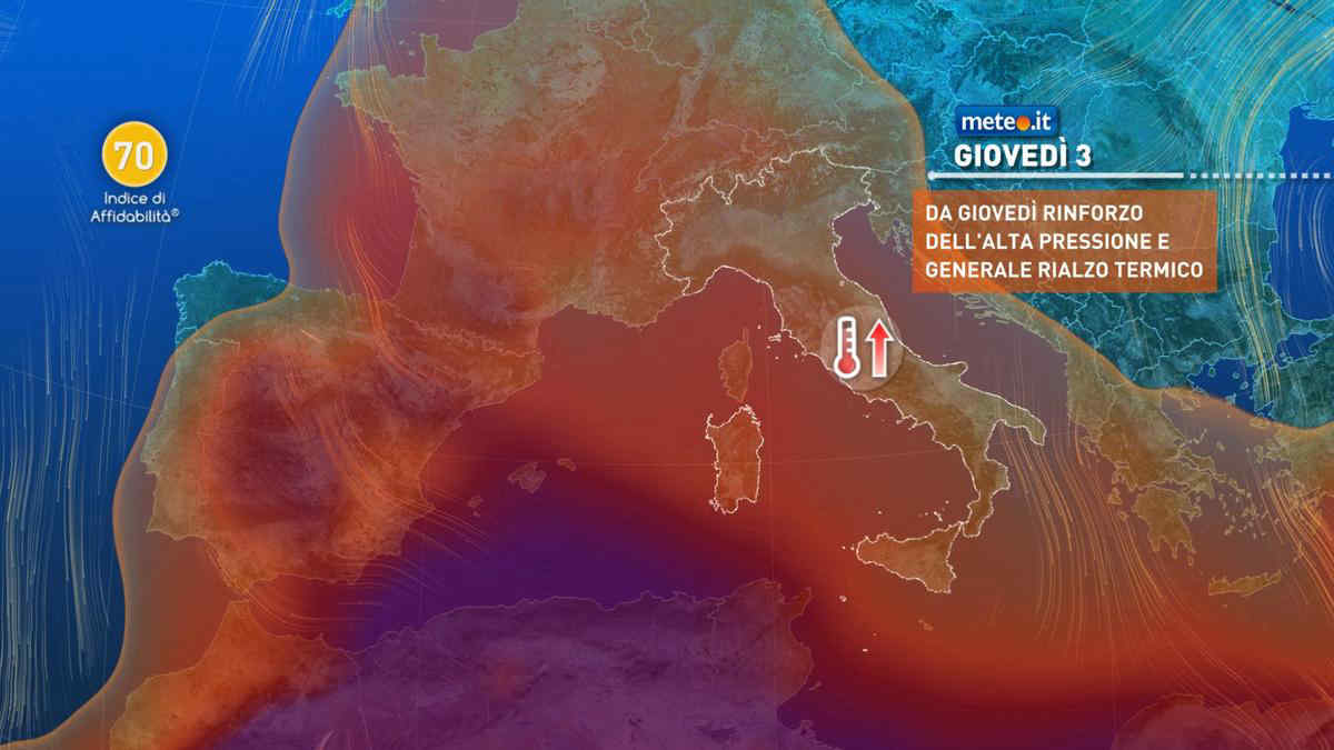 Meteo, tra giovedì 3 e venerdì 4 giugno possibile rinforzo dell'alta pressione africana