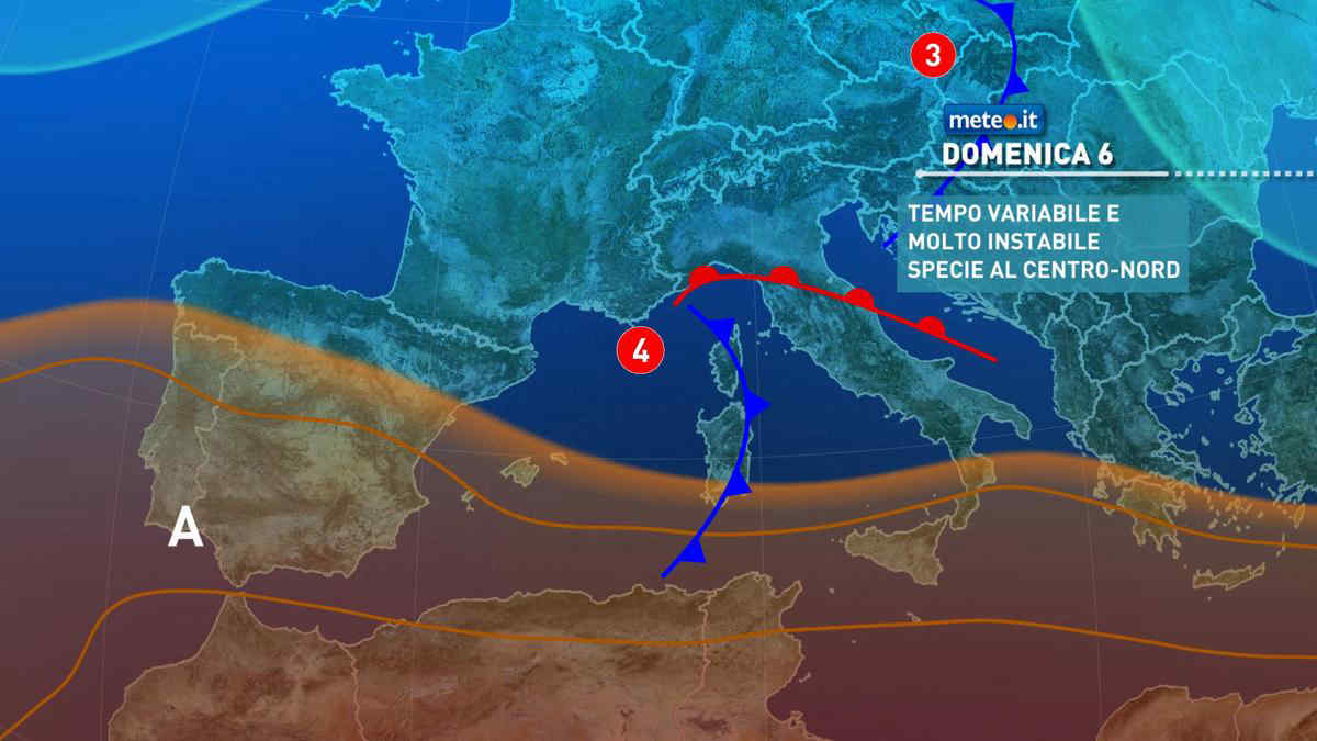 Meteo, domenica 6 giugno instabile e con temporali al Centro-nord