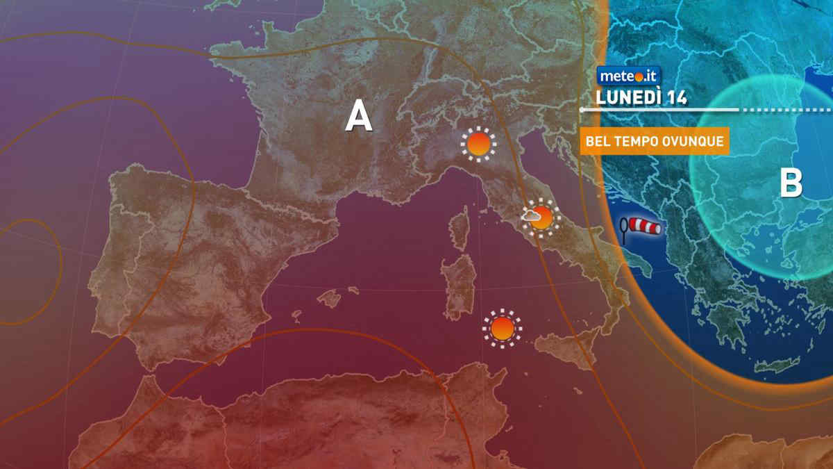 Meteo, lunedì 14 giugno temporaneo ritorno di venti più freschi