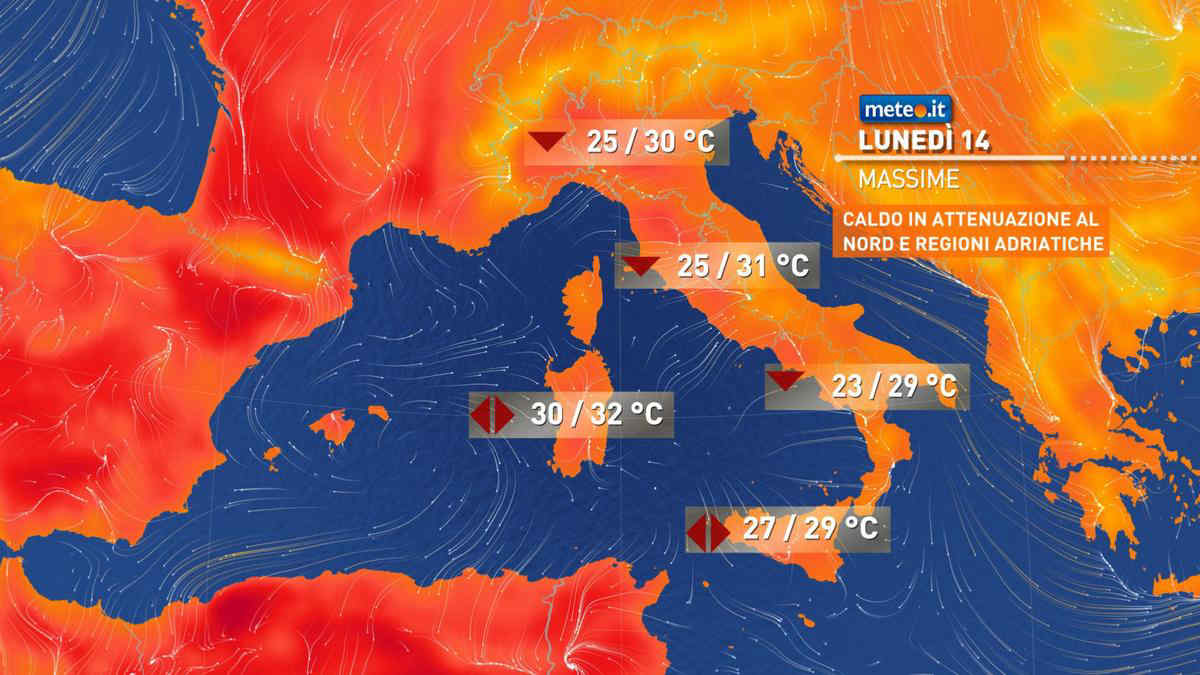 Meteo, oggi lunedì 14 giugno, venti più freschi al Nord e lungo l'Adriatico