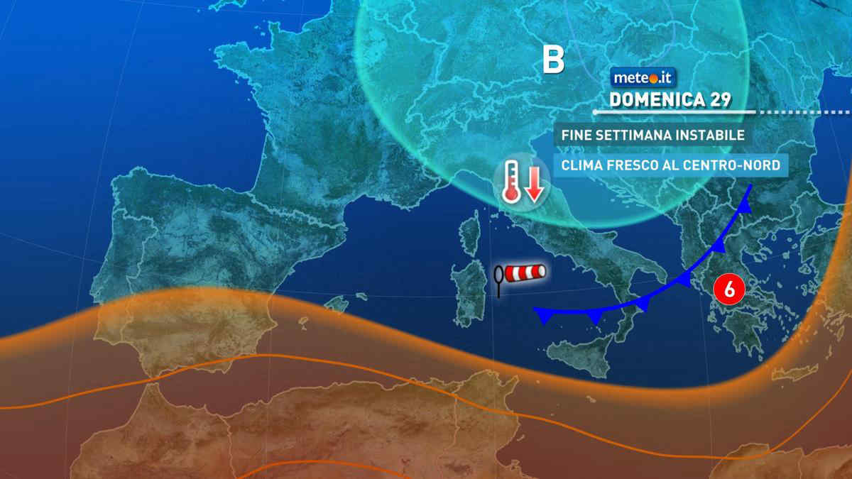 Meteo, domenica 29 agosto instabile e ventosa al Sud