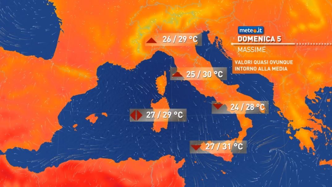 Meteo, rischio di locali temporali domenica 5 al Sud, in Sicilia e sulle Alpi