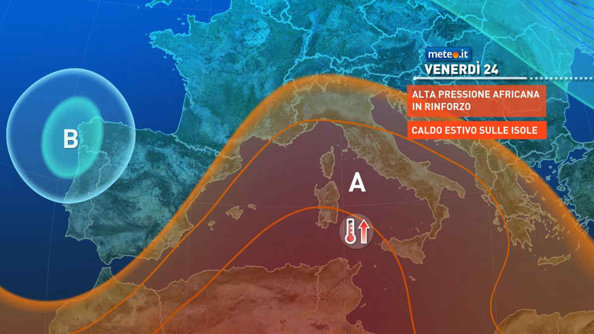 Meteo, 24 settembre con anticiclone in rinforzo: le zone più calde