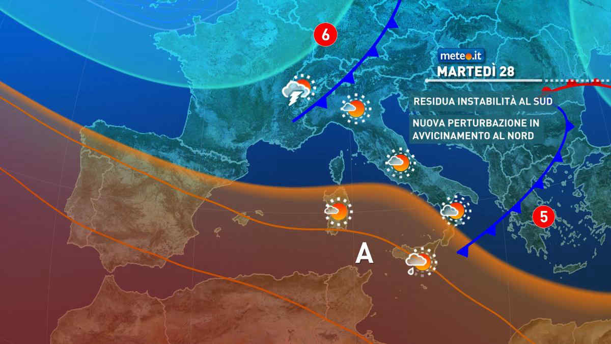 Meteo, 28 settembre con residua instabilità al Sud e calo termico