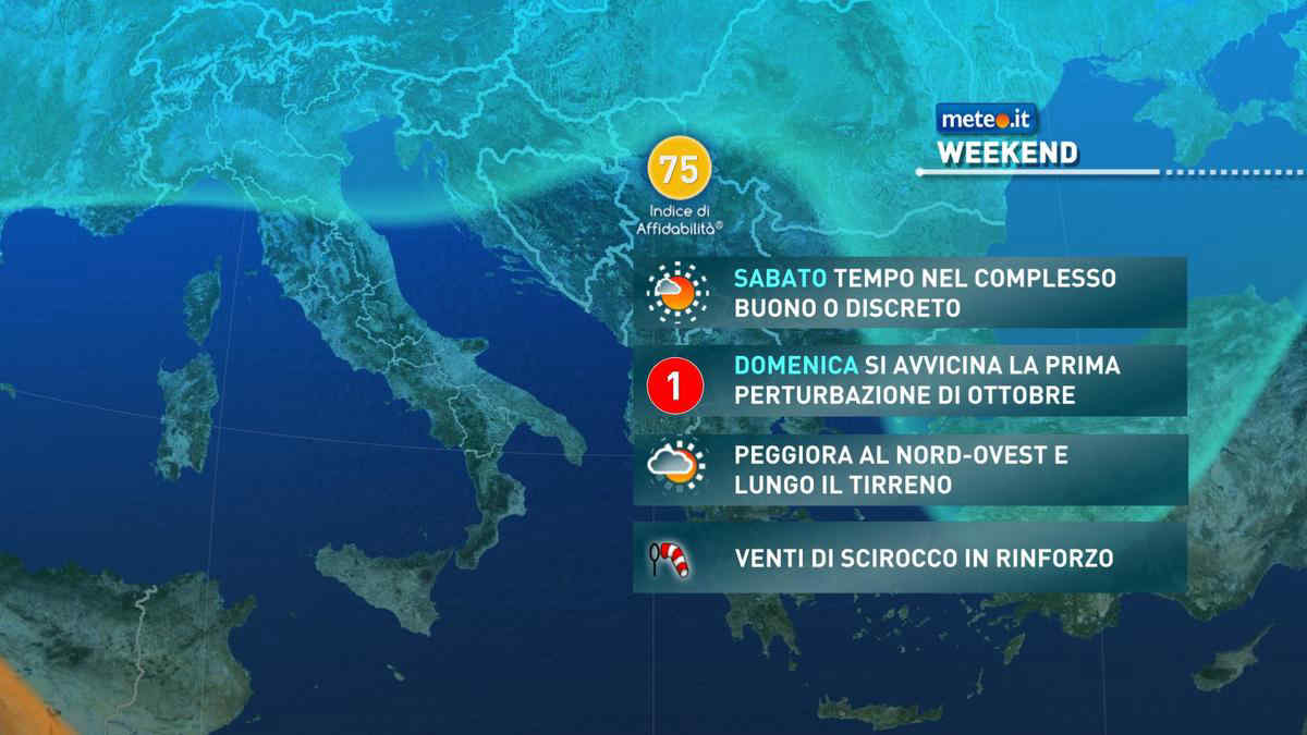 Meteo, domenica 3 ottobre si conferma l’arrivo di una nuova perturbazione