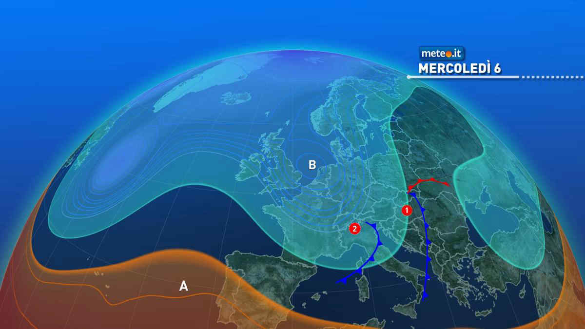 Meteo, 6 ottobre con venti forti, calo termico e rischio pioggia