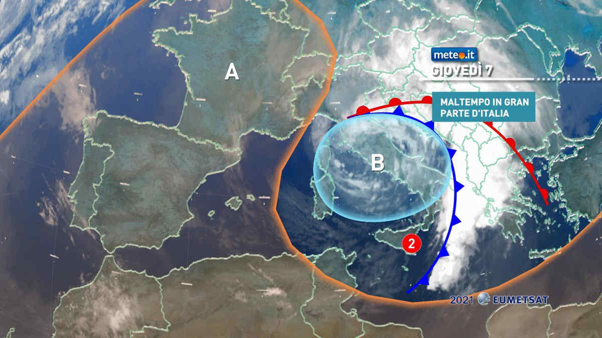 Meteo, giovedì 7 ottobre diffuso maltempo. Piogge e forti venti