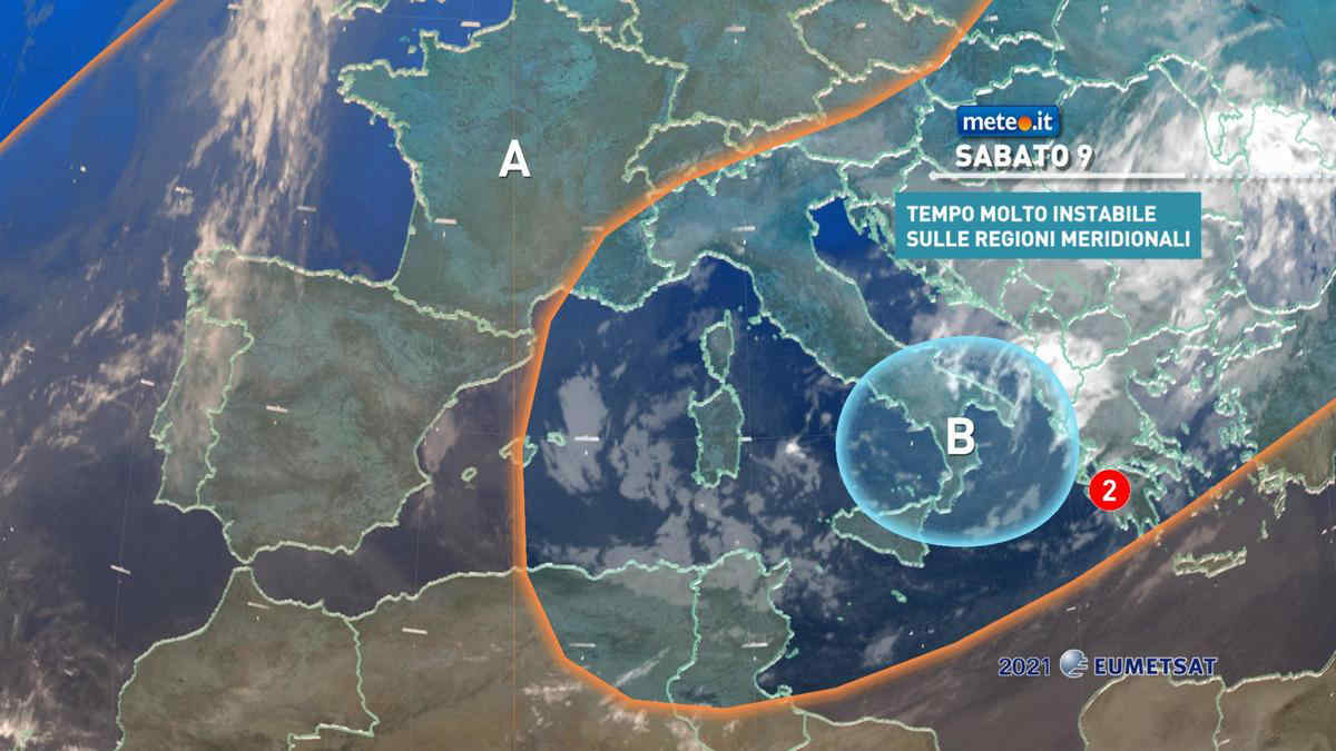 Meteo, sabato 9 ottobre instabile al Sud e Isole