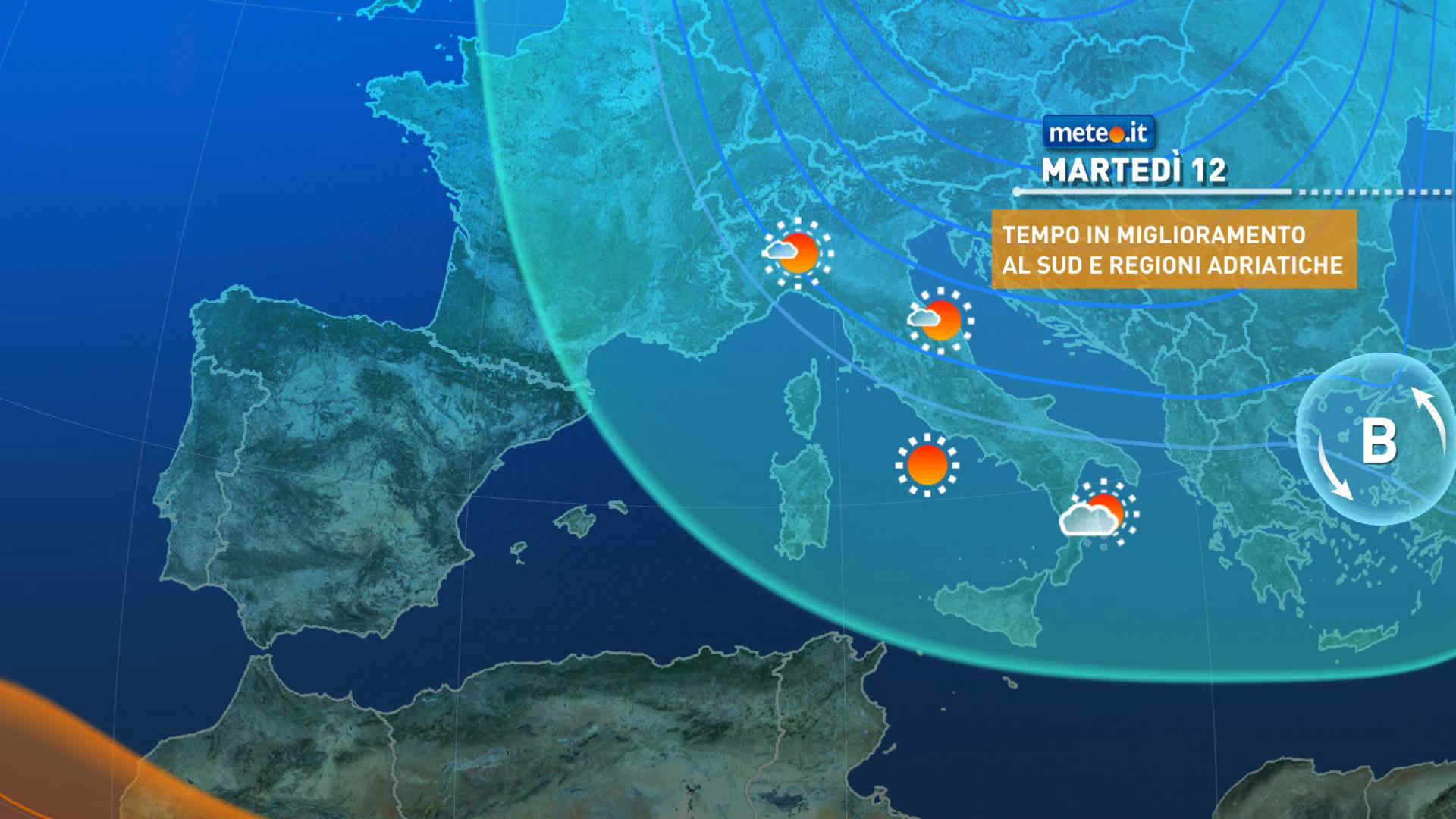 Meteo, 12 ottobre con tempo in miglioramento