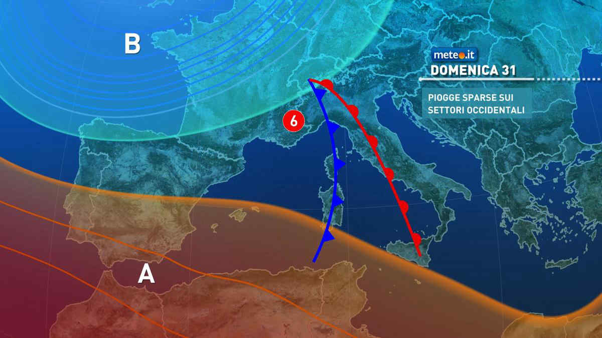 Meteo, 31 ottobre con piogge su parte del Centro-nord e in Sardegna