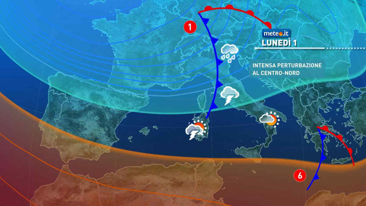 Meteo, 1 novembre con intensa perturbazione al Centro-nord e Isole