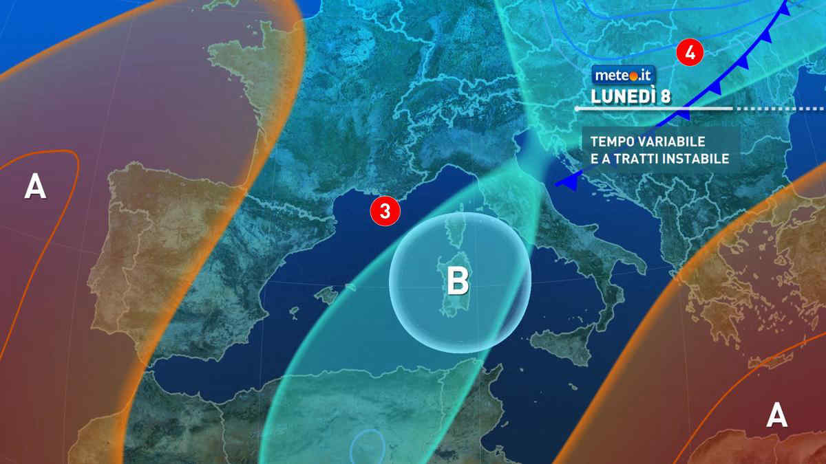 Meteo, lunedì 8 novembre nuovo peggioramento del tempo