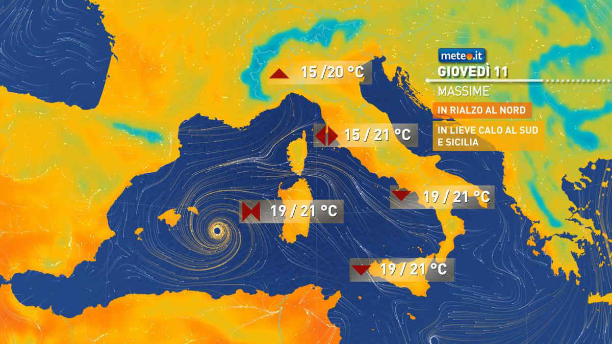 Meteo, vortice mediterraneo protagonista anche tra l'11 e il 12 novembre