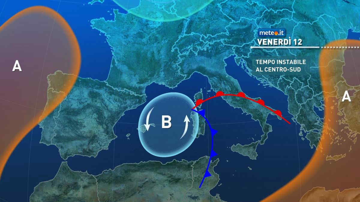 Meteo, venerdì 12 novembre instabile al Centro-sud