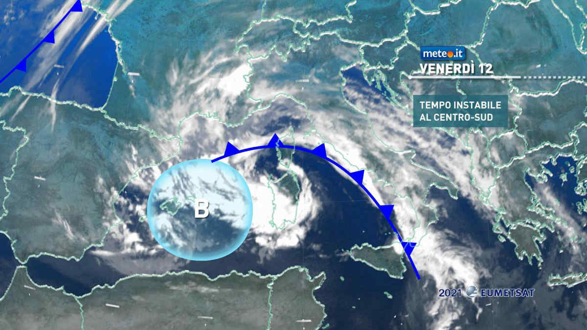 Meteo, venerdì 12 instabile al Centro-Sud: rischio di temporali anche forti