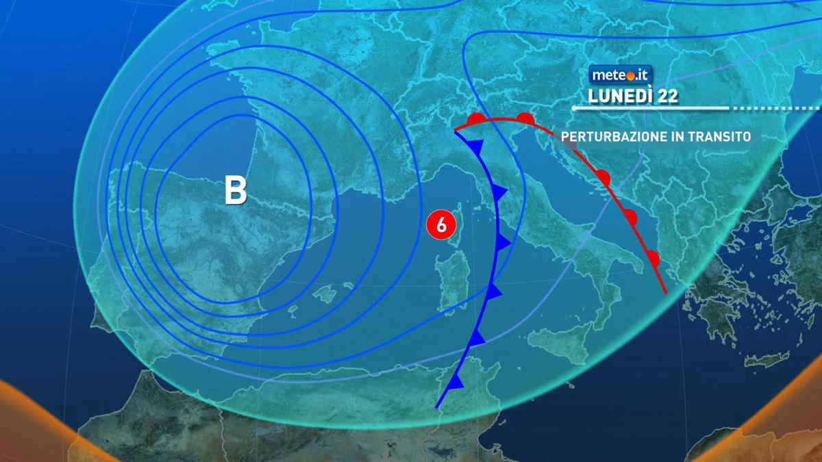 Meteo, da lunedì 22 novembre torna il maltempo su gran parte d'Italia