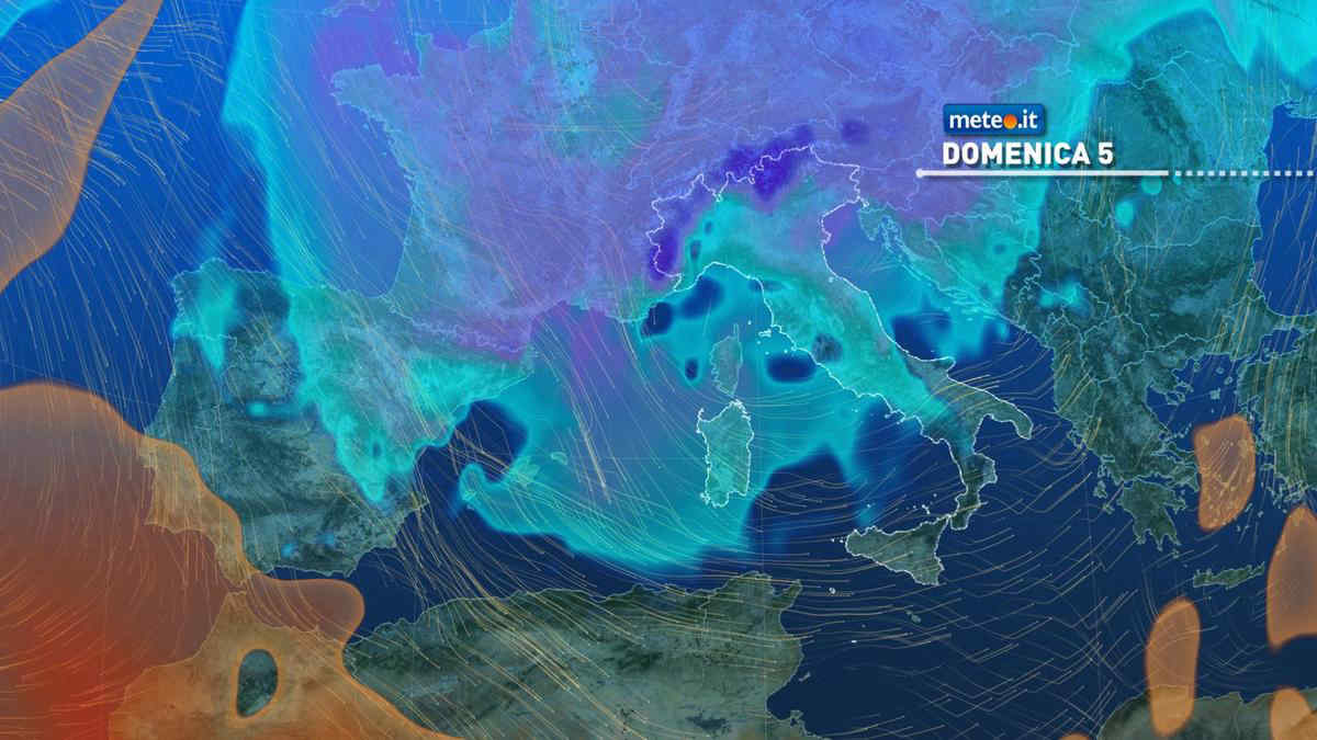 Meteo, domenica 5 di maltempo con neve fino a quote insolitamente basse