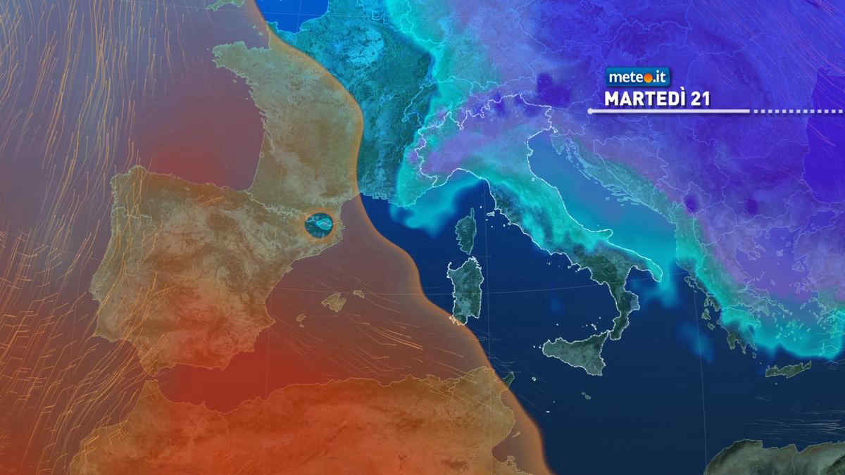 Meteo, aria gelida verso l'Italia: martedì 21 clima più freddo e nuvole in aumento