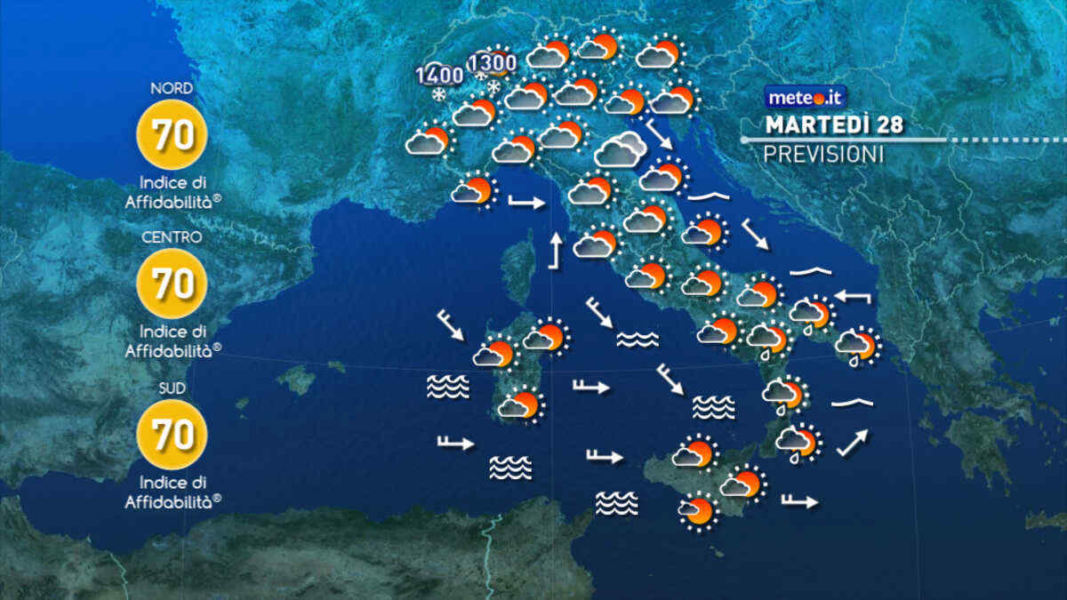 Meteo 28 dicembre: ancora qualche pioggia tra oggi e domani, poi cambia tutto verso Capodanno